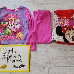 Disney Minnie Mouse/Shopins Fleece Pajama Set/Bundle